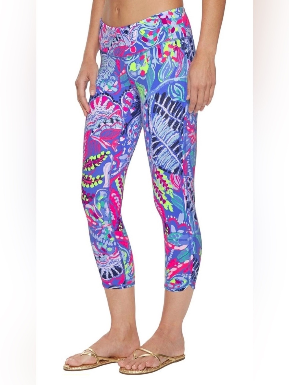 Lilly Pulitzer Luxletic Weekender Crop Leggings S UPF 50+ Fantasy Garden